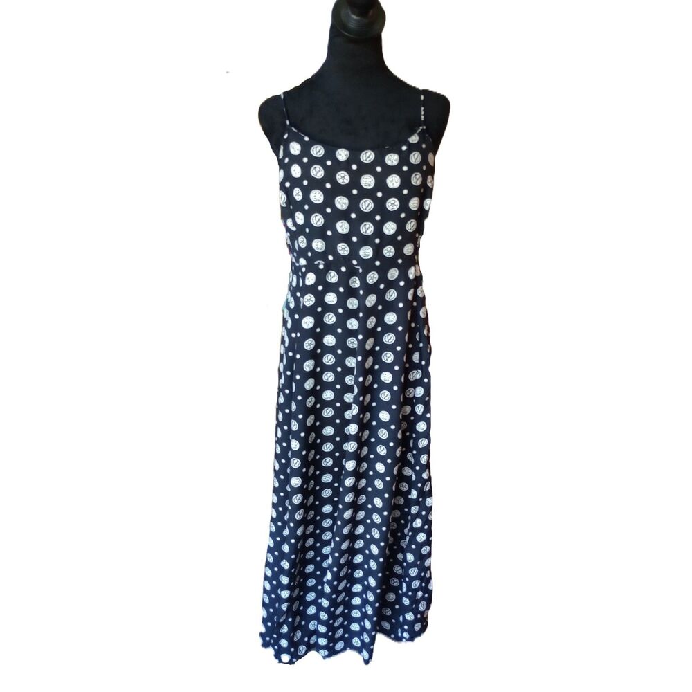 Maggy London Women's 8 Black/White Sleeveless Maxi Dress, Vtg